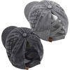 image:imageFunky Junque Criss Cross Ponytail Cap Messy Bun Distressed Baseball Hat2 Pack  Basketweave Black  Grey