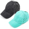 image:imageFunky Junque Criss Cross Ponytail Cap Messy Bun Distressed Baseball Hat2 Pack  Basketweave Black  Mint