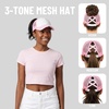 image:imageFunky Junque Criss Cross Ponytail Cap Messy Bun Distressed Baseball Hat2 Tone  WhiteLight Pink