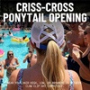image:imageFunky Junque Criss Cross Ponytail Cap Messy Bun Distressed Baseball Hat2 Tone BlueRed Distressed
