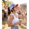 image:imageFunky Junque Criss Cross Ponytail Cap Messy Bun Distressed Baseball Hat2 Tone BlueRed Distressed
