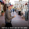 image:imageFunky Junque Criss Cross Ponytail Cap Messy Bun Distressed Baseball Hat2 Tone NavyBurgundy Distressed