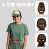 image:imageFunky Junque Criss Cross Ponytail Cap Messy Bun Distressed Baseball Hat3 Tone  BeigeHunter GreenBlack