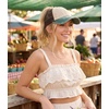 image:imageFunky Junque Criss Cross Ponytail Cap Messy Bun Distressed Baseball Hat3 Tone  BeigeHunter GreenBlack