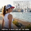 image:imageFunky Junque Criss Cross Ponytail Cap Messy Bun Distressed Baseball Hat3 Tone  Chicago  BlueRed