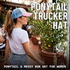 image:imageFunky Junque Criss Cross Ponytail Cap Messy Bun Distressed Baseball Hat3 Tone  Rbf Club  BeigeLight Pink