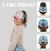 image:imageFunky Junque Criss Cross Ponytail Cap Messy Bun Distressed Baseball Hat3 Tone  Rbf Club  BeigeLight Pink