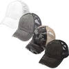 image:imageFunky Junque Criss Cross Ponytail Cap Messy Bun Distressed Baseball Hat4 Pack  Black  Grey  White  Black Camo