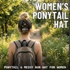 image:imageFunky Junque Criss Cross Ponytail Cap Messy Bun Distressed Baseball HatAmerican Flag Star Print  Black WMesh