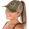 image:imageFunky Junque Criss Cross Ponytail Cap Messy Bun Distressed Baseball HatAztec Design  Dark Olive