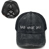 image:imageFunky Junque Criss Cross Ponytail Cap Messy Bun Distressed Baseball HatBad Hair Day  Black Distressed Black Mesh