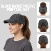 image:imageFunky Junque Criss Cross Ponytail Cap Messy Bun Distressed Baseball HatBasketweave  Black