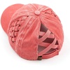 image:imageFunky Junque Criss Cross Ponytail Cap Messy Bun Distressed Baseball HatBasketweave  Coral