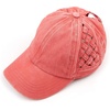image:imageFunky Junque Criss Cross Ponytail Cap Messy Bun Distressed Baseball HatBasketweave  Coral