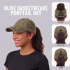 image:imageFunky Junque Criss Cross Ponytail Cap Messy Bun Distressed Baseball HatBasketweave  Dark Olive