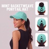 image:imageFunky Junque Criss Cross Ponytail Cap Messy Bun Distressed Baseball HatBasketweave  Mint
