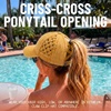 image:imageFunky Junque Criss Cross Ponytail Cap Messy Bun Distressed Baseball HatBasketweave  Mustard