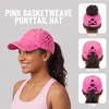 image:imageFunky Junque Criss Cross Ponytail Cap Messy Bun Distressed Baseball HatBasketweave  Pink