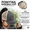 image:imageFunky Junque Criss Cross Ponytail Cap Messy Bun Distressed Baseball HatBeige Mesh  Black Distressed