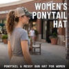 image:imageFunky Junque Criss Cross Ponytail Cap Messy Bun Distressed Baseball HatBeige Mesh  Camo Olive Distressed