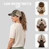 image:imageFunky Junque Criss Cross Ponytail Cap Messy Bun Distressed Baseball HatBeige Mesh  Camo Olive Distressed