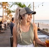 image:imageFunky Junque Criss Cross Ponytail Cap Messy Bun Distressed Baseball HatBeige Mesh  Charcoal Distressed