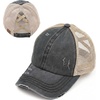 image:imageFunky Junque Criss Cross Ponytail Cap Messy Bun Distressed Baseball HatBeige Mesh  Charcoal Distressed