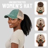 image:imageFunky Junque Criss Cross Ponytail Cap Messy Bun Distressed Baseball HatBeige Mesh  Green Distressed