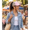 image:imageFunky Junque Criss Cross Ponytail Cap Messy Bun Distressed Baseball HatBeige Mesh  Light Pink  Distressed