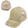 image:imageFunky Junque Criss Cross Ponytail Cap Messy Bun Distressed Baseball HatBeige Mesh  Olive Distressed