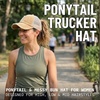 image:imageFunky Junque Criss Cross Ponytail Cap Messy Bun Distressed Baseball HatBeige Mesh  Rust Distressed