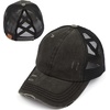 image:imageFunky Junque Criss Cross Ponytail Cap Messy Bun Distressed Baseball HatBlack