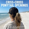 image:imageFunky Junque Criss Cross Ponytail Cap Messy Bun Distressed Baseball HatBlack