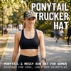image:imageFunky Junque Criss Cross Ponytail Cap Messy Bun Distressed Baseball HatBlack Mesh  Leopard Print Distressed