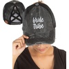 image:imageFunky Junque Criss Cross Ponytail Cap Messy Bun Distressed Baseball HatBride Tribe  Black Distressed W Black Mesh