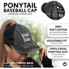 image:imageFunky Junque Criss Cross Ponytail Cap Messy Bun Distressed Baseball HatBride Tribe  Black Distressed W Black Mesh