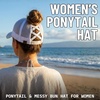 image:imageFunky Junque Criss Cross Ponytail Cap Messy Bun Distressed Baseball HatCamo White