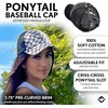 image:imageFunky Junque Criss Cross Ponytail Cap Messy Bun Distressed Baseball HatChecker  White