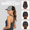 image:imageFunky Junque Criss Cross Ponytail Cap Messy Bun Distressed Baseball HatChecker  White