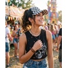 image:imageFunky Junque Criss Cross Ponytail Cap Messy Bun Distressed Baseball HatChecker  White