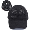 image:imageFunky Junque Criss Cross Ponytail Cap Messy Bun Distressed Baseball HatCotton Eyelet  Black