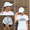 image:imageFunky Junque Criss Cross Ponytail Cap Messy Bun Distressed Baseball HatCotton Eyelet  White
