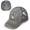 image:imageFunky Junque Criss Cross Ponytail Cap Messy Bun Distressed Baseball HatDog Mom  Grey Distressed W Black Mesh
