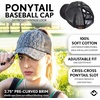 image:imageFunky Junque Criss Cross Ponytail Cap Messy Bun Distressed Baseball HatEyelet  Black