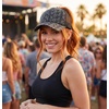 image:imageFunky Junque Criss Cross Ponytail Cap Messy Bun Distressed Baseball HatEyelet  Black