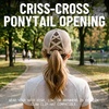 image:imageFunky Junque Criss Cross Ponytail Cap Messy Bun Distressed Baseball HatFaux Leather Snakeskin  Beige