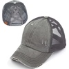 image:imageFunky Junque Criss Cross Ponytail Cap Messy Bun Distressed Baseball HatGrey Distressed