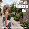 image:imageFunky Junque Criss Cross Ponytail Cap Messy Bun Distressed Baseball HatJersey  Grey Heather