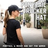 image:imageFunky Junque Criss Cross Ponytail Cap Messy Bun Distressed Baseball HatLaser Cut Black