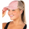 image:imageFunky Junque Criss Cross Ponytail Cap Messy Bun Distressed Baseball HatLeopard  Pink